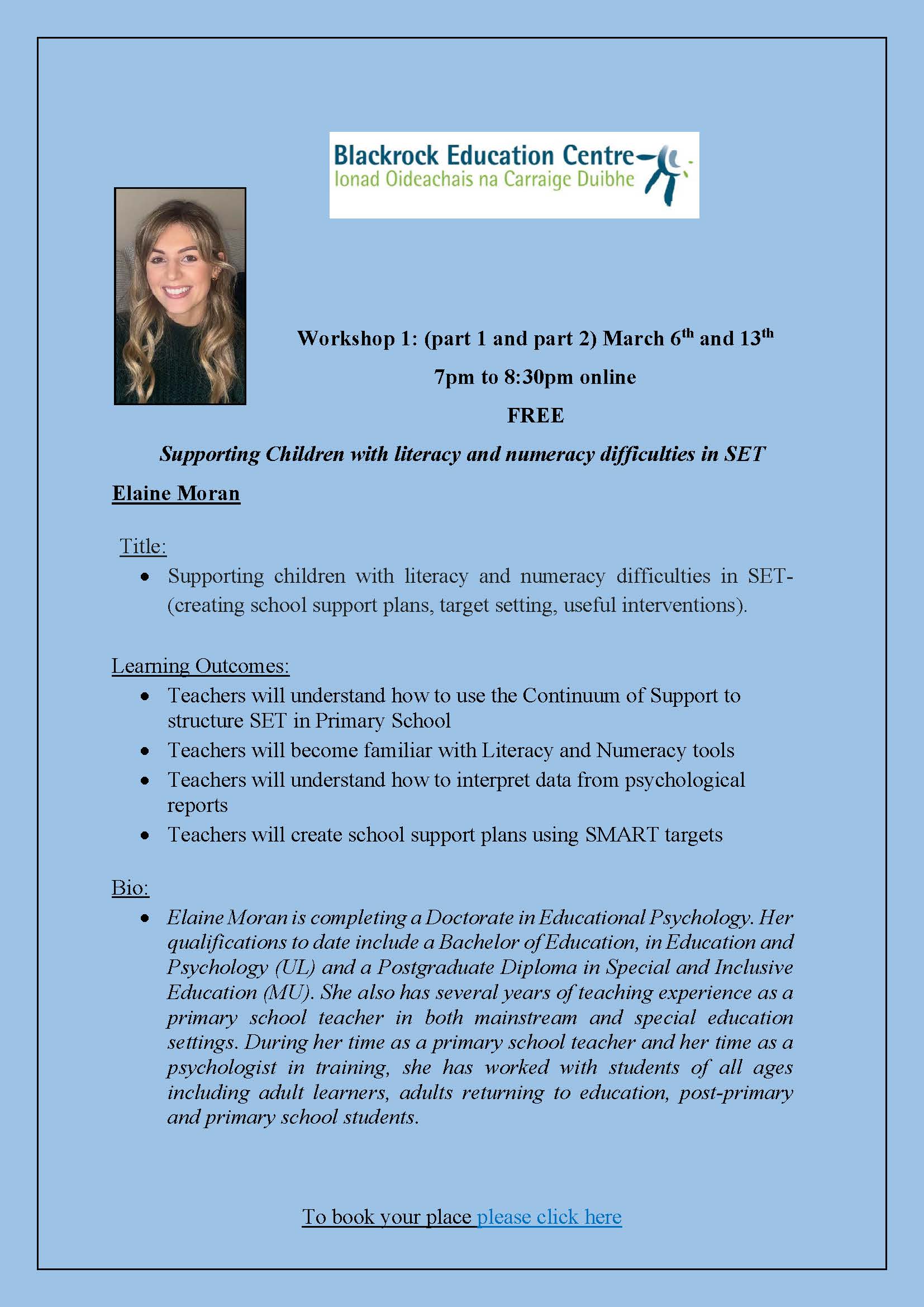 Elaine Moran workshop 1 part 1 March 6th and part 2 March 13th 2023 jpeg